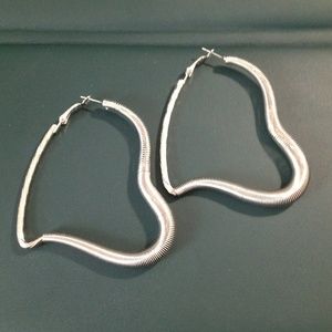 COPY - Silver spring heart hoop earrings